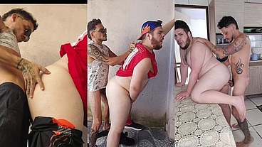 Tatuado do Pau Grande e Grossso Arromba Cuzinho do Gordo Sem Parar Em Qualquer Lugar - Me Comeu Várias Vezes Pela Casa Toda (Compilado de dois videos)