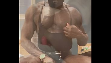 Black Muscle CD Heeled Slut Boots Prostate Wank
