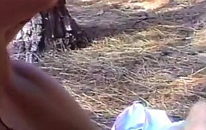 Hot fuck with a shemale in the forest