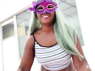 PutaLocura - Anonymous ebony beauty with large breasts Latoya gets creampie in her taut cunt