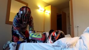 Ficht In Motocross Gear Over Who Is Going To Be The Bottom