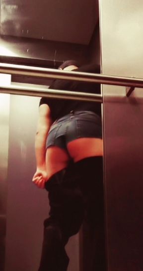 very hot young german cd sissy plug play in public elecator