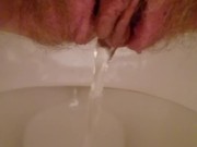 Hairy pussy pee in toilet