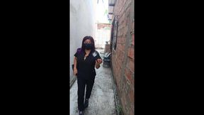 Nurse dancing very sensually at her patient&#039;s home