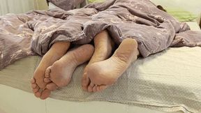 Flirting legs under the blanket f