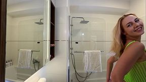 Festival slut cute beauty takes off her clothes does a striptease to show her hairy pussy and naked ass