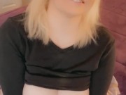 Flirtatious Curvy Blonde Bounces On Her Tentacle dildo!