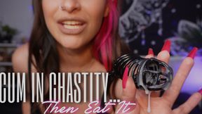 Cum In Chastity… Then Eat It