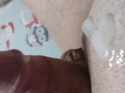 Fat man emptying his big balls on himself with close up shots and thick cumshot