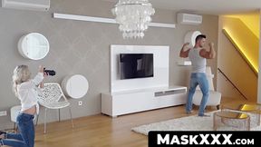 MaskXXX.com - Masked hunk's blowjob and sexy chick banging from behind
