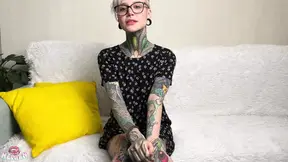 Tattooed student fingering her pussy to shaking orgasm