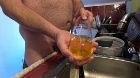 Washing dishes with piss and supreme currency-shot