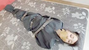 TOTALLY TRAPPED INSIDE THE BAG WITH BELTS AND BEING PUNISHED WITH FARTS IN DOUBLE - BY DESIREE AND SCARLET WHITE - CLIP 1