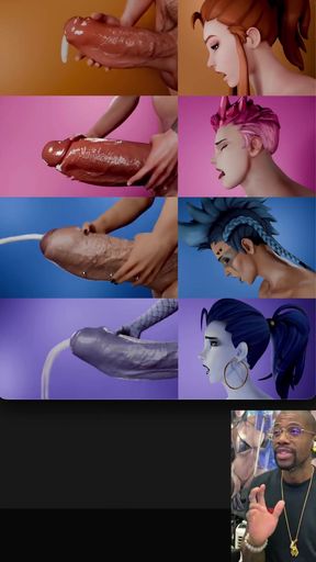 Transgender Cum Fucking a Tight Pussy, Overwatch Transgenders Jerking off and Cumming, Cock Slapping, Compilation