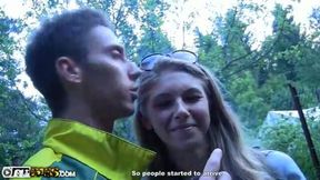 Outdoors banging with a skinny ass teen called Abby