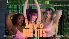 Hairy Pits , BIG TITS | Goddess Satin Goddess Petra Banx Goddess Vincent Elektra Triple Female Domination Armpit Humiliation Latex Fetish