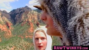 RawTwinkys.com - Outdoorsy gay Benjamin Riley cums hard while riding raw cock