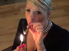 Mature Blonde Smoking A Cigar Point Of View