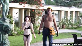 ”TEENS LOVE BLACK COCKS Rounded little cutie Yhivi black dick ravaged in the back yard”