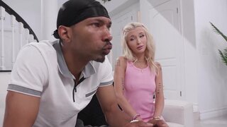 Sloppy teen sucker with tiny tits gets to screw a new man