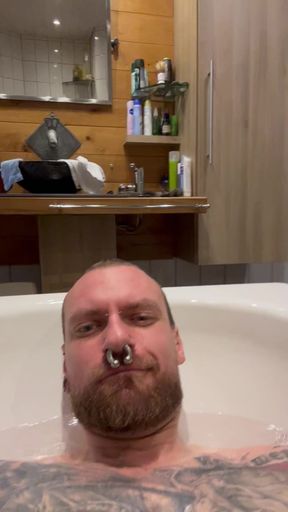 Inked stud bathing and showing of pits