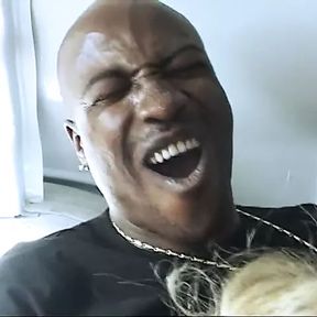 Bald black stud shoves his huge dick in blonde whore&rsquo;s ass