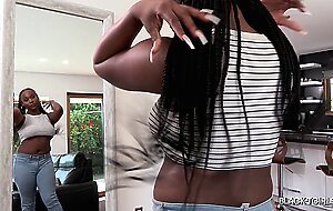 BLACK TGIRLS - Horny Akaya With Her Big Tits And Hard Cock