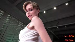 POV anal babe rides cock and talks dirty after long blowjob