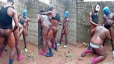 Banging group sex outside with chubby bottom