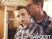 Hairy handsome dad breeds his twink in laundry room
