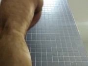 Self fisting in public showers: hot man gets naughty when nobody's around