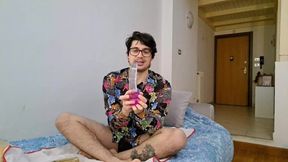 Italian twink gets his feet wrecked by massive dildo until cum drips thick ropes