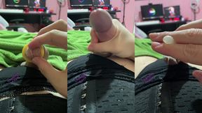 pov trans woman masturbating with a condom - charlotte kayle