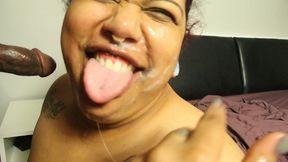queen spits gets face full of cum