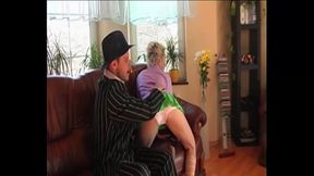 Blonde Babe Fingered Wild on Couch