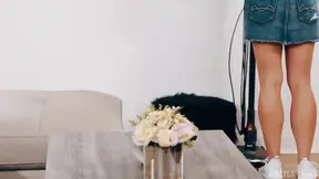 Slutty Nanny Riley Jacobs gets covered in cum under table