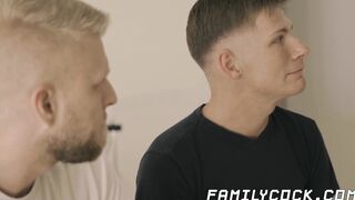 Taboo fuck session between hunky blond stepdad and his son