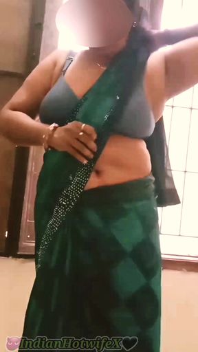 Desi Tamil Chubby Wife Lux Saree Wear Tease Shows Boobs Belly Hairy Pussy Ass! Indianhotwifex