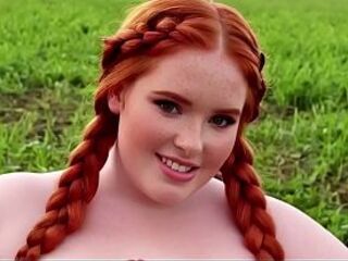 Chubby milkmaid. Sex on the farm. Large titties. (AI).
