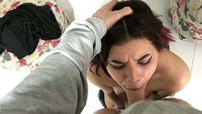 Stepsis deep throats and rides stepbro's cock hard