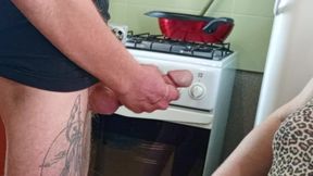 Instead of Coffee, My Stepmom Started Sucking My Dick Until She Got a Lot of Cum in Her Mouth
