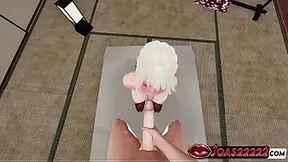 Hot Girl Miko gets her hands dirty stroking a thick dick in this 3D Hentai