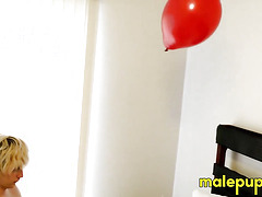 Elix Ataxx rubs the balloon over his body while rubbing dick around his playmates