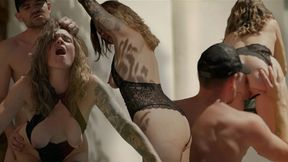 French milf fucks with young man in her garden