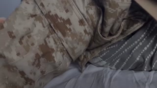 Military straight twink jerks off and moans a lot after coming back home from a mission