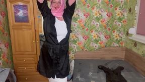 queen in hijab foot fetish, blowjob and hanjob to tranny