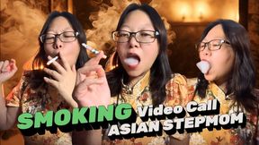 Flirty Smoking Asian Stepmom on Video Call: "Are You Smoking Enough, My Handsome Boy?"