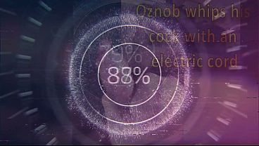 Amateurboy whips his cock with an electric cord