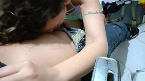 rubbing his cock on her pussy, sticking his dick in and receiving oral until he cums in her mouth