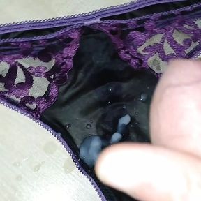 Cumming on sexy satin thong